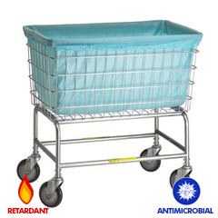 R&amp;B Wire [242] Wire Frame Metal Laundry Cart Antimicrobial Basket Liner - F Baskets - White
