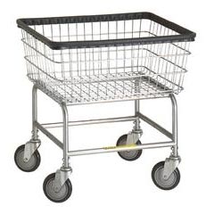 R&amp;B Wire [100D] Narrow Wire Frame Metal Laundry Cart - 2 Bushel Capacity - Chrome