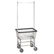 R&B Wire [100D58] Narrow Wire Frame Metal Laundry Cart w/ Double Pole Rack - 2 Bushel Capacity - Chrome RB-100D58-C