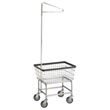 R&B Wire [100D91] Narrow Wire Frame Metal Laundry Cart w/ Single Pole Rack - 2 Bushel Capacity - Chrome RB-100D91-C