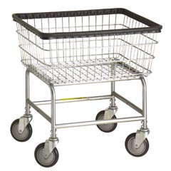 R&amp;B Wire [100E] Standard Wire Frame Metal Laundry Cart - 2 1/2 Bushel Capacity - Chrome