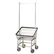 R&B Wire [100T58] Front Loading Wire Frame Metal Laundry Cart w/ Double Pole Rack - 2 1/4 Bushel Capacity - Chrome RB-100T58-C