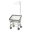 R&amp;B Wire [100T91] Front Loading Wire Frame Metal Laundry Cart w/ Single Pole Rack - 2 1/4 Bushel Capacity - Chrome