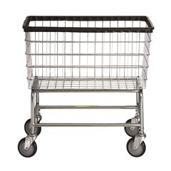 R&amp;B Wire [200F] Large Capacity Wire Frame Metal Laundry Cart - 4 1/2 Bushel Capacity - Chrome