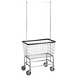 R&B Wire [200F56] Large Capacity Wire Frame Metal Laundry Cart w/ Double Pole Rack - 4 1/2 Bushel Capacity - Chrome RB-200F56-C