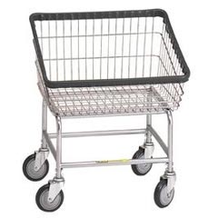 R&amp;B Wire [200S] Large Capacity Front Loading Wire Frame Metal Laundry Cart - 3 3/4 Bushel Capacity - Chrome