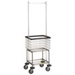 R&amp;B Wire [300G55] Deluxe Elevated Wire Frame Metal Laundry Cart w/ Double Pole Rack - 3 1/2 Bushel Capacity - Chrome