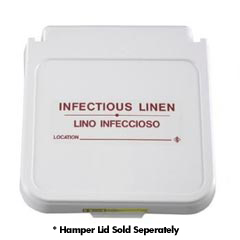 R&amp;B Wire [602IL] Laundry Hamper Lid Label - Infectious Linen - Red Lettering - (5) 12" x 4"