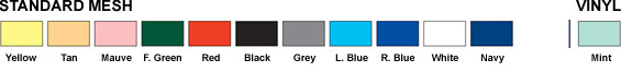 Mesh & Vinyl Liner Bag Color Chart