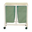 MJM International [E214-D-3TW-FP] Echo Series PVC Plastic Frame Double Laundry Hamper w/ Foot Pedal Access - Mesh Bag - 15 Gal. Capacity Per Bag