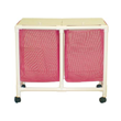 MJM International [E218-D-3TW-FP] Echo Series PVC Plastic Frame Double Laundry Hamper w/ Foot Pedal Access - Mesh Bag - 25 Gal. Capacity Per Bag