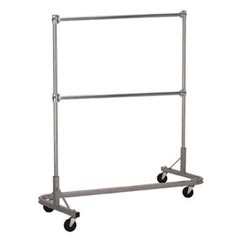 R&amp;B Wire [737] Portable Metal Single Bar Stackable Garment Storage Rack w/ Cross Bar - Chrome - 60"