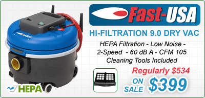 Fast USA [HIFI90] Hi-Filtration 9.0 Dry Tank Canister Vacuum Cleaner - HEPA Filtration - 9 Quart