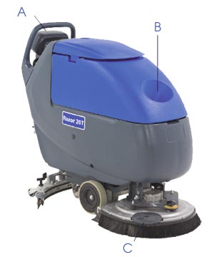 Kent Razor 20T Automatic Walk Behind Floor Scrubber - Gel Battery