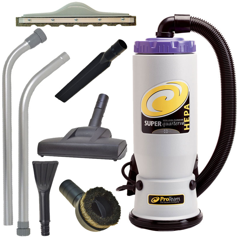 Super QuarterVac HEPA Backpack Vacuum w/ Residential Service Tool Kit