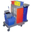 MicroFiber Double Mop Bucket with Roller Wringer and Locking Cart LOCKCARTDB1