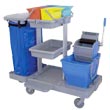 Microfiber Double Mop Bucket with Roller Wringer and Trash Cart