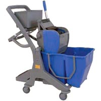 MicroFiber Double Mop Bucket with Roller Wringer and Trolley SPACE215R