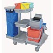 MicroFiber Dual Buckets with Roller Wringer and Trash Cart
