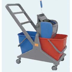 MicroFiber Dual Buckets with Roller Wringer and Trolley SPACE50PR