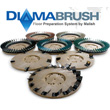 Diamabrush™ Easy to use Diamond Abrasive Tools used for coating removal and surface preparation including - Polyurethanes and varnishes, black mastic and thin set, glue and carpet adhesive, recoat and prep & concrete polishing