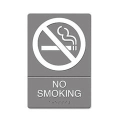 ADA Sign, No Smoking Symbol w/Tactile Graphic, Molded Plastic, 6 x 9, Gray UST4813                                           