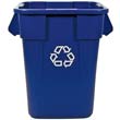 Brute Recycling Container, Square, Polyethylene, 40 gal, Blue RCP3536-73BLU                                     