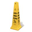Multilingual Safety Cone, "CAUTION", 12 1/4w x 12 1/4d x 36h, Yellow RCP6276YEL                                        