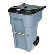 Roll-Out Heavy-Duty Waste Container, Square, Polyethylene, 65 gal, Gray RCP9W10-88GRA                                     