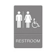 ADA Sign, Restroom/Wheelchair Accessible Tactile Symbol, Plastic, 6x9,Gray/White UST4811                                           