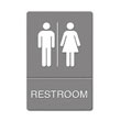 ADA Sign Restroom Symbol Tactile Graphic, Plastic, 6 x 9, Gray UST4812                                           
