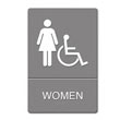ADA Sign Women Restroom Wheelchair Accessible Symbol, Plastic, 6 x 9, Gray/White UST4814                                           