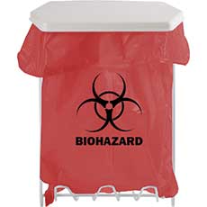 Biohazard Bag Holder Coated-Wire and ABS plastic with Lid 1 Gallon MW-001 - White MW-001