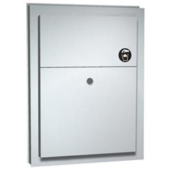 American Specialties [0472] Stainless Steel Partition Mounted Dual Access Sanitary Napkin Receptacle - 1.5 Gallon