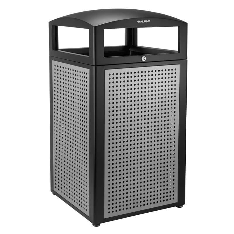 40-Gallon Outdoor Trash Container with Steel/Ashtray ALP-472-40-SIL