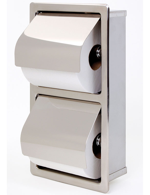 Recessed Stacking Rolls Tissue Dispenser w/ Hinged Hood