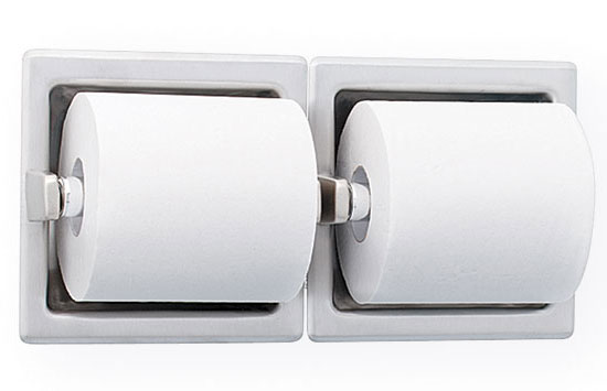 Recessed Dual Roll Toilet Paper Holder - Bright Polished