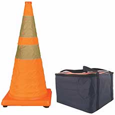 (5) Cortina Safety Pack & Pop Collapsible Cones w/ Light & Feet 28 in. - Orange 0350103CSP