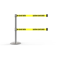 QLine Dual Belt Barrier Set, Polished Chrome Post, Yellow "Caution - Do Not Enter" BST-AL6102C-D