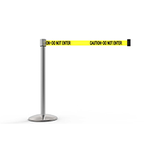 QLine Belt Barrier Set, Polished Chrome Post, Yellow "Caution - Do Not Enter" BST-AL6102C