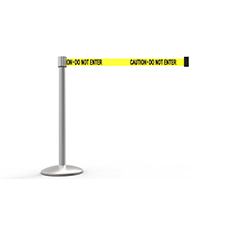QLine Retractable Belt Barrier Set, Matte Post, Yellow "Caution - Do Not Enter" BST-AL6102M