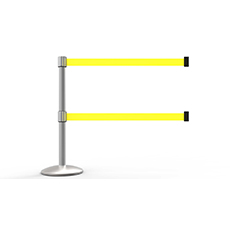 QLine Retractable Dual Belt Barrier Set, Matte Post, Blank Yellow Belt BST-AL6104M-D