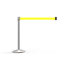 QLine Retractable Belt Barrier Set, Matte Post, Blank Yellow Belt BST-AL6104M