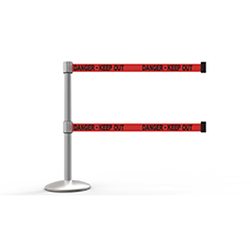 QLine Retractable Dual Belt Barrier Set, Matte Post, Red "Danger - Keep Out" BST-AL6106M-D