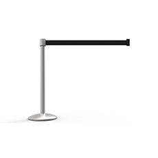 QLine Retractable Belt Barrier Set, Matte Post, Blank Black Belt BST-AL6108M
