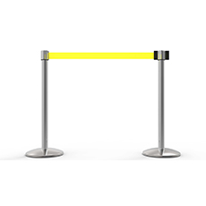 QLine Retractable Belt Barrier X2, Polished Chrome Post, Blank Yellow Belt BST-AL6204C
