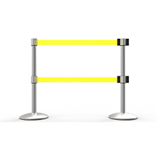 QLine Retractable Dual Belt Barrier X2, Matte Post, Blank Yellow Belt BST-AL6204M-D