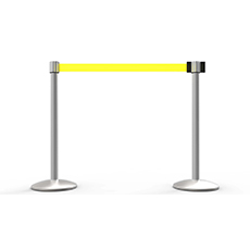 QLine Retractable Belt Barrier X2, Matte Post, Blank Yellow Belt BST-AL6204M