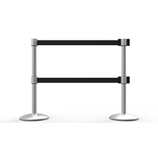 QLine Retractable Dual Belt Barrier X2, Matte Post, Blank Black Belt BST-AL6208M-D