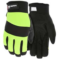 MCR Safety Mechanics Synthetic Leather Palm Insulated Gloves Medium - Lime/Black 926MMG